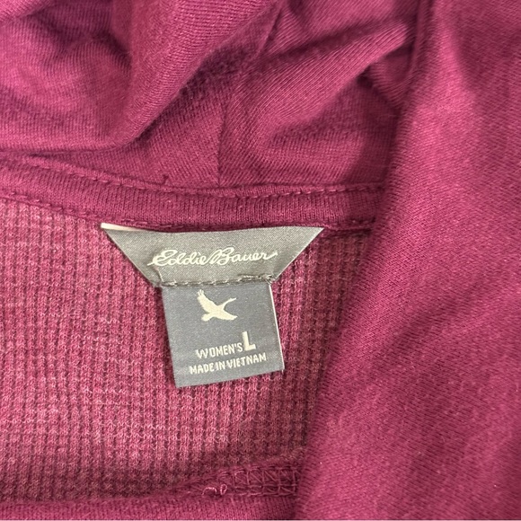 Eddie Bauer Women's Burgundy Cowl Neck Long Sleeve Top Size L - Picture 5 of 7